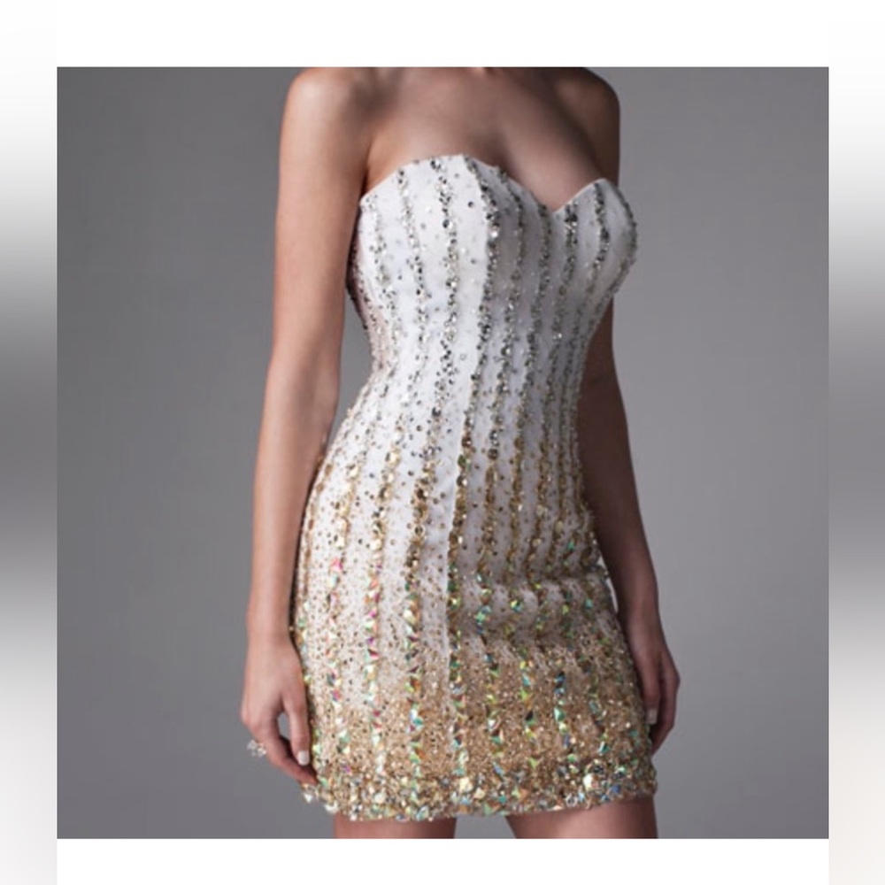 BRIT CAMERON White and gold Sequin Strap beautiful dress you can use for wedding